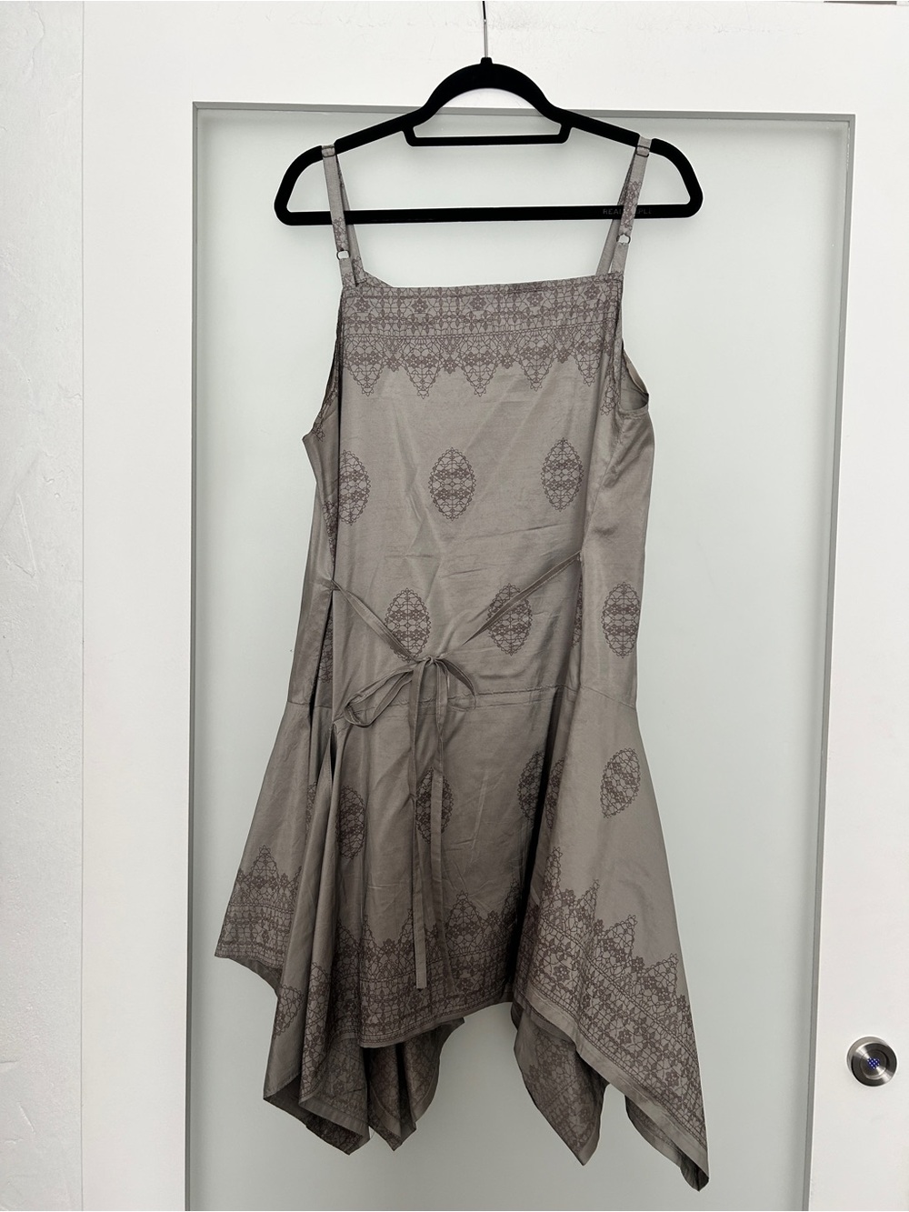 Krista Larson gray silk tunic dress asymmetrical one size - Picture 4 of 8